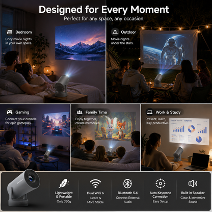 🎬 Portable Smart Projector with WiFi 6 & Bluetooth 5.4