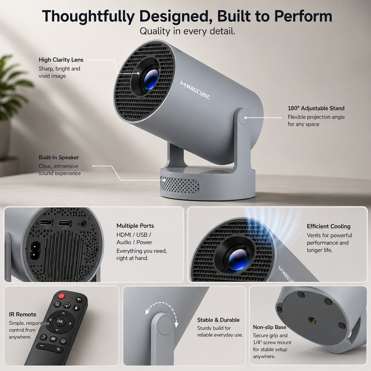 🎬 Portable Smart Projector with WiFi 6 & Bluetooth 5.4