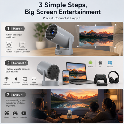 🎬 Portable Smart Projector with WiFi 6 & Bluetooth 5.4