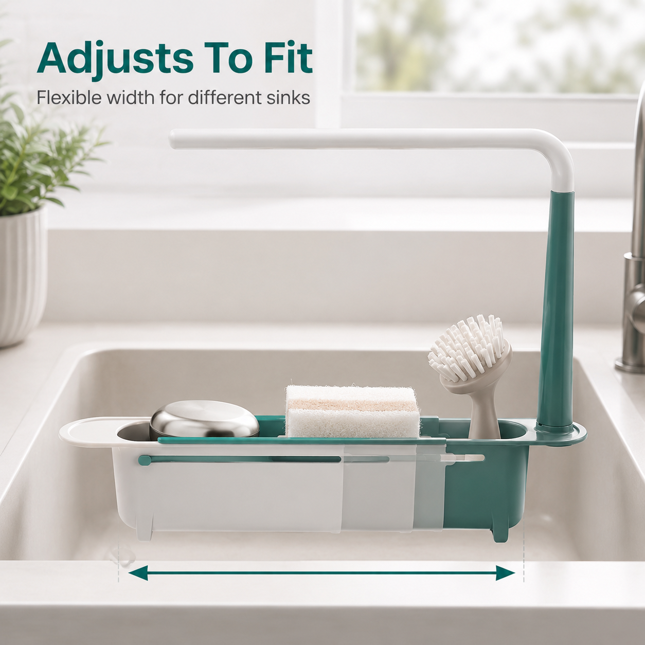 ✨ Adjustable Telescopic Sink Organizer – Drain, Dry & Declutter