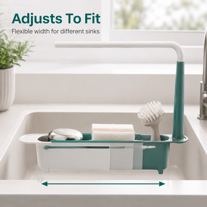 ✨ Adjustable Telescopic Sink Organizer – Drain, Dry & Declutter