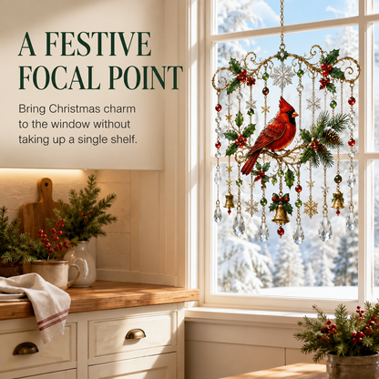 🎄 Stained-Glass-Inspired Christmas Window Hanging – Sunlit Holiday Suncatcher Décor