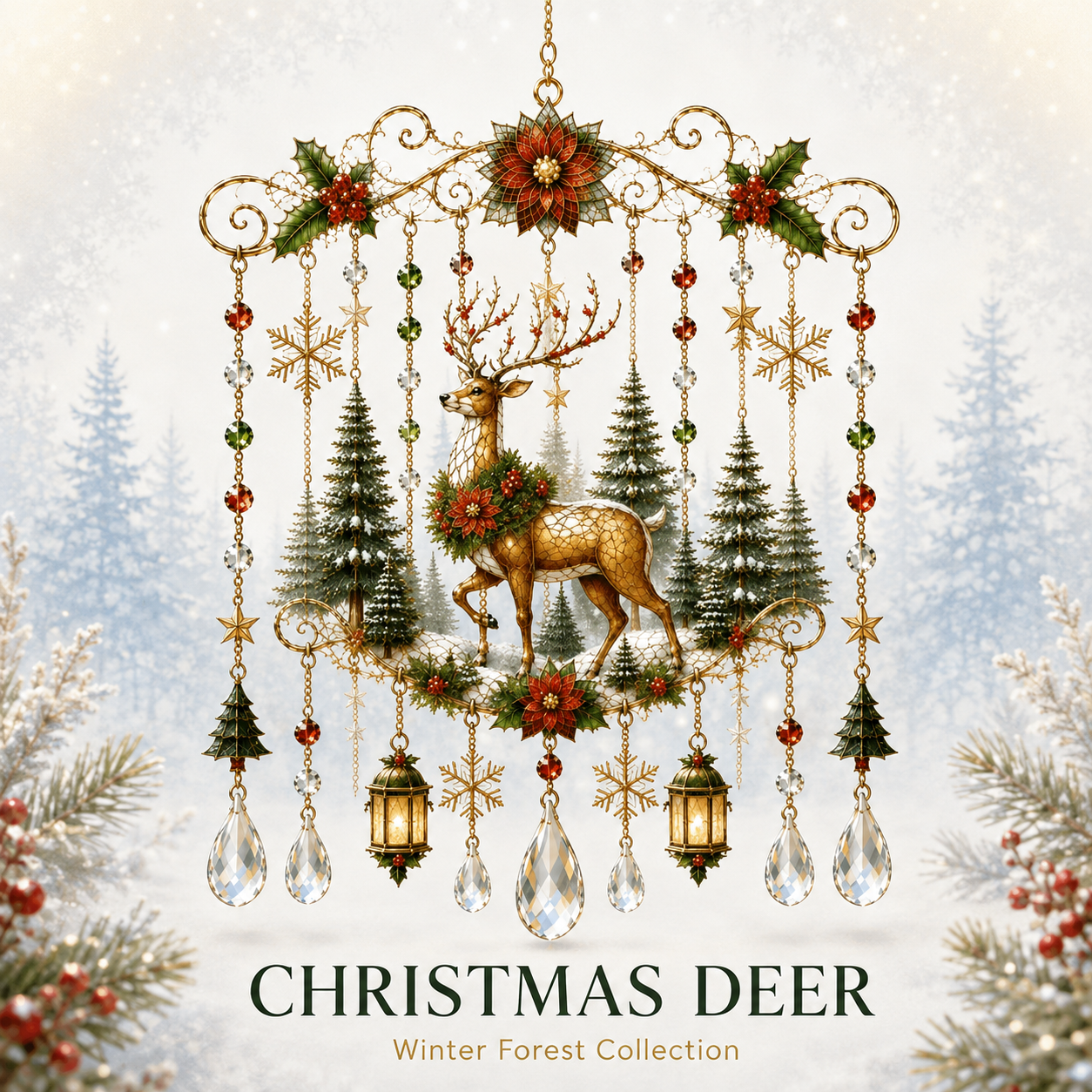 🎄 Stained-Glass-Inspired Christmas Window Hanging – Sunlit Holiday Suncatcher Décor