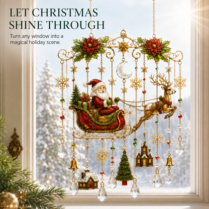 🎄 Stained-Glass-Inspired Christmas Window Hanging – Sunlit Holiday Suncatcher Décor
