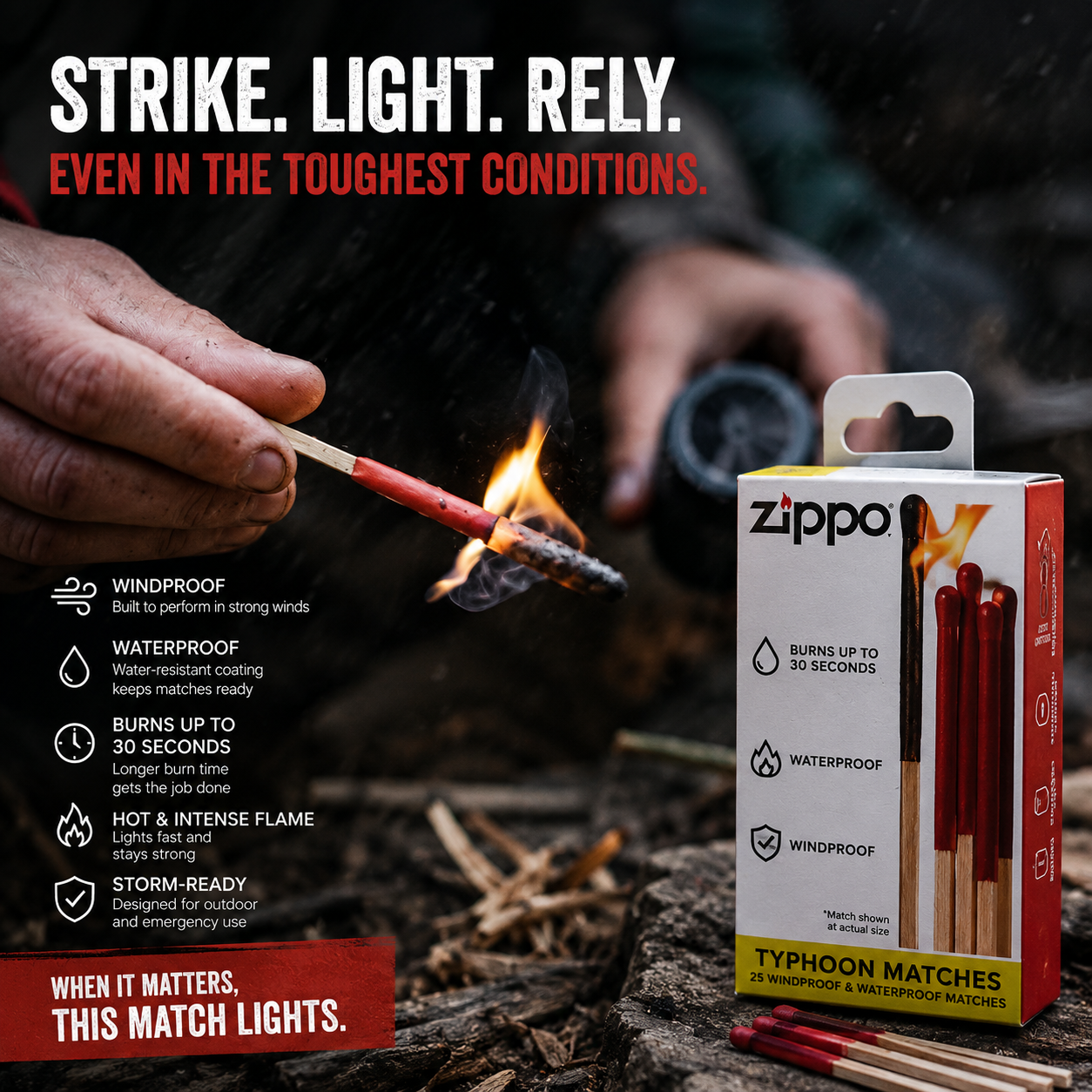 🔥 Stormproof Matches – Windproof Outdoor Emergency Fire Starter
