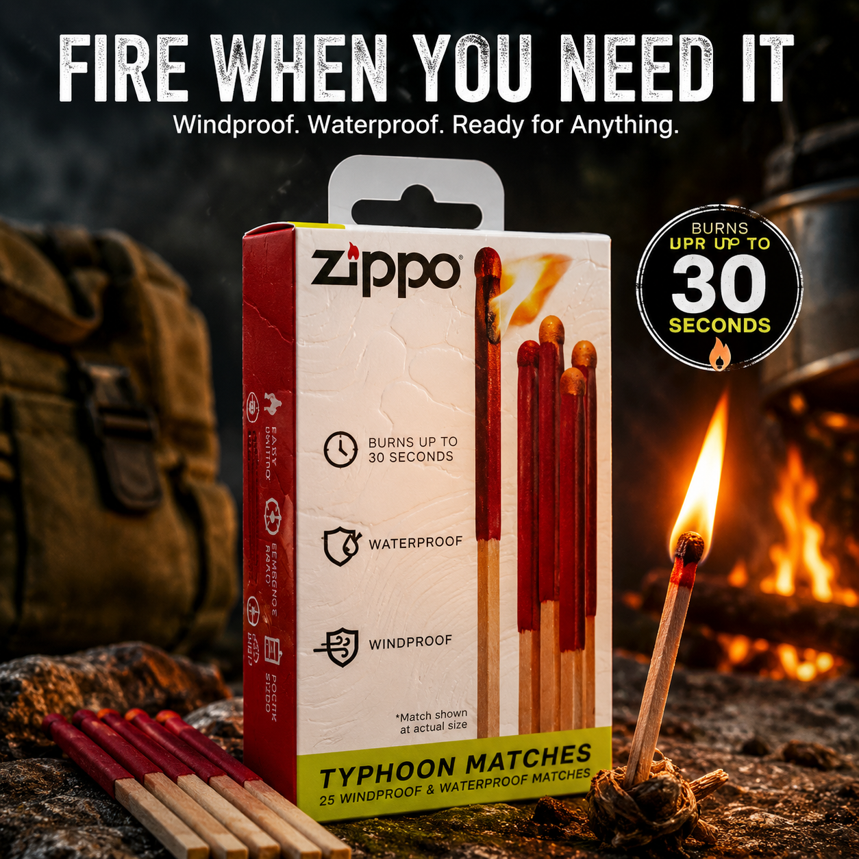 🔥 Stormproof Matches – Windproof Outdoor Emergency Fire Starter