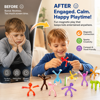 🧲 Magnetic Fidget Figures – 10PC Bend & Connect Toy Set