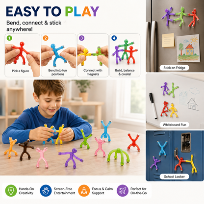 🧲 Magnetic Fidget Figures – 10PC Bend & Connect Toy Set