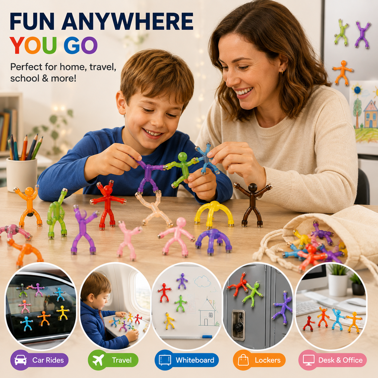 🧲 Magnetic Fidget Figures – 10PC Bend & Connect Toy Set