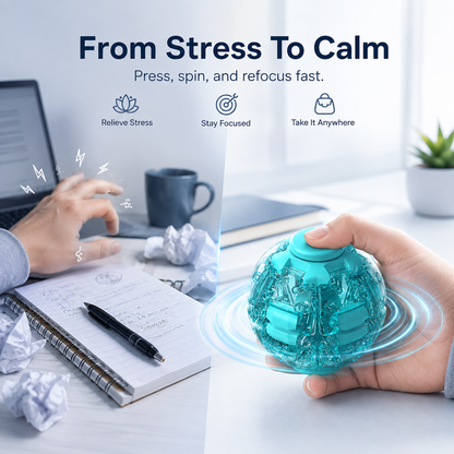 Press-to-Spin Transforming Fidget Ball | Stress Relief Desk Toy