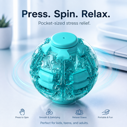 Press-to-Spin Transforming Fidget Ball | Stress Relief Desk Toy