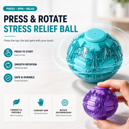 Press-to-Spin Transforming Fidget Ball | Stress Relief Desk Toy
