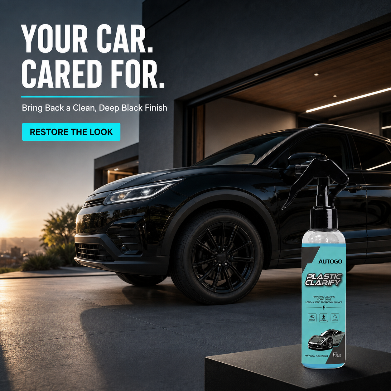 🚗 Restore Your Car’s Deep Black Finish – 200mL Tire & Plastic Trim Restorer Spray for Faded Automotive Surfaces