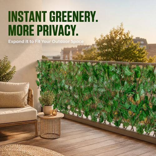 🌿 Expandable Faux Ivy Privacy Fence – Adjustable Greenery Screen for Balcony, Patio, Porch & Garden