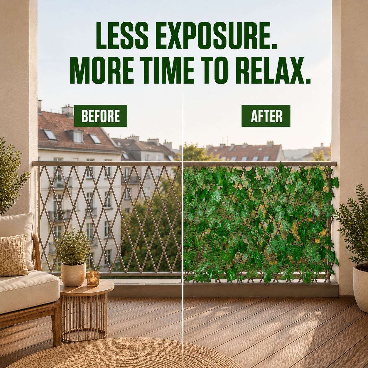🌿 Expandable Faux Ivy Privacy Fence – Adjustable Greenery Screen for Balcony, Patio, Porch & Garden