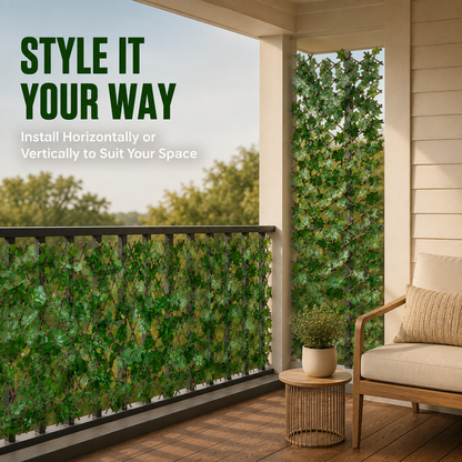 🌿 Expandable Faux Ivy Privacy Fence – Adjustable Greenery Screen for Balcony, Patio, Porch & Garden
