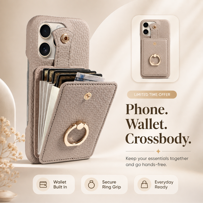 🔥🔥🔥All-in-One Crossbody Wallet Phone Case with Card Holder & Ring Grip