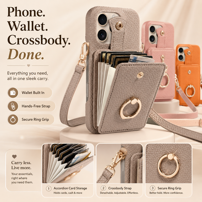 🔥🔥🔥All-in-One Crossbody Wallet Phone Case with Card Holder & Ring Grip