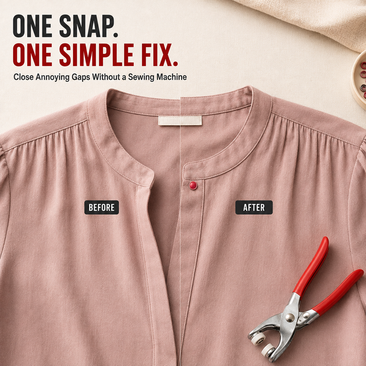 🧵 50-Set No-Sew Snap Button Pliers Kit – Complete Colored Fasteners with Metal Pliers & Storage Box
