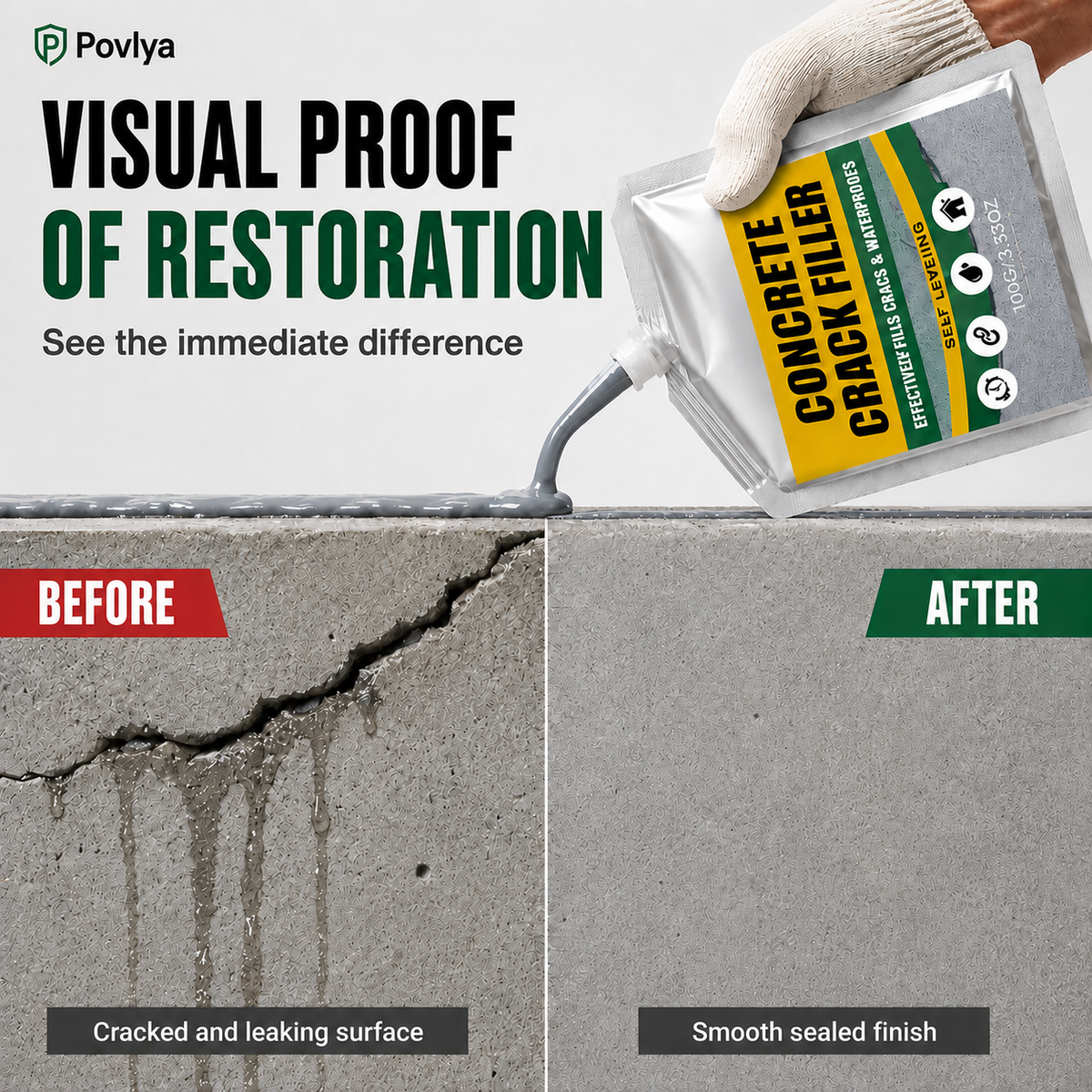 🛠️Waterproof Concrete Crack Filler for Indoor & Outdoor Use