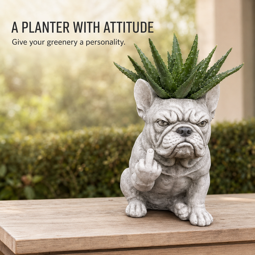🪴 Funny Bulldog Planter with Attitude – 3 Sassy Styles