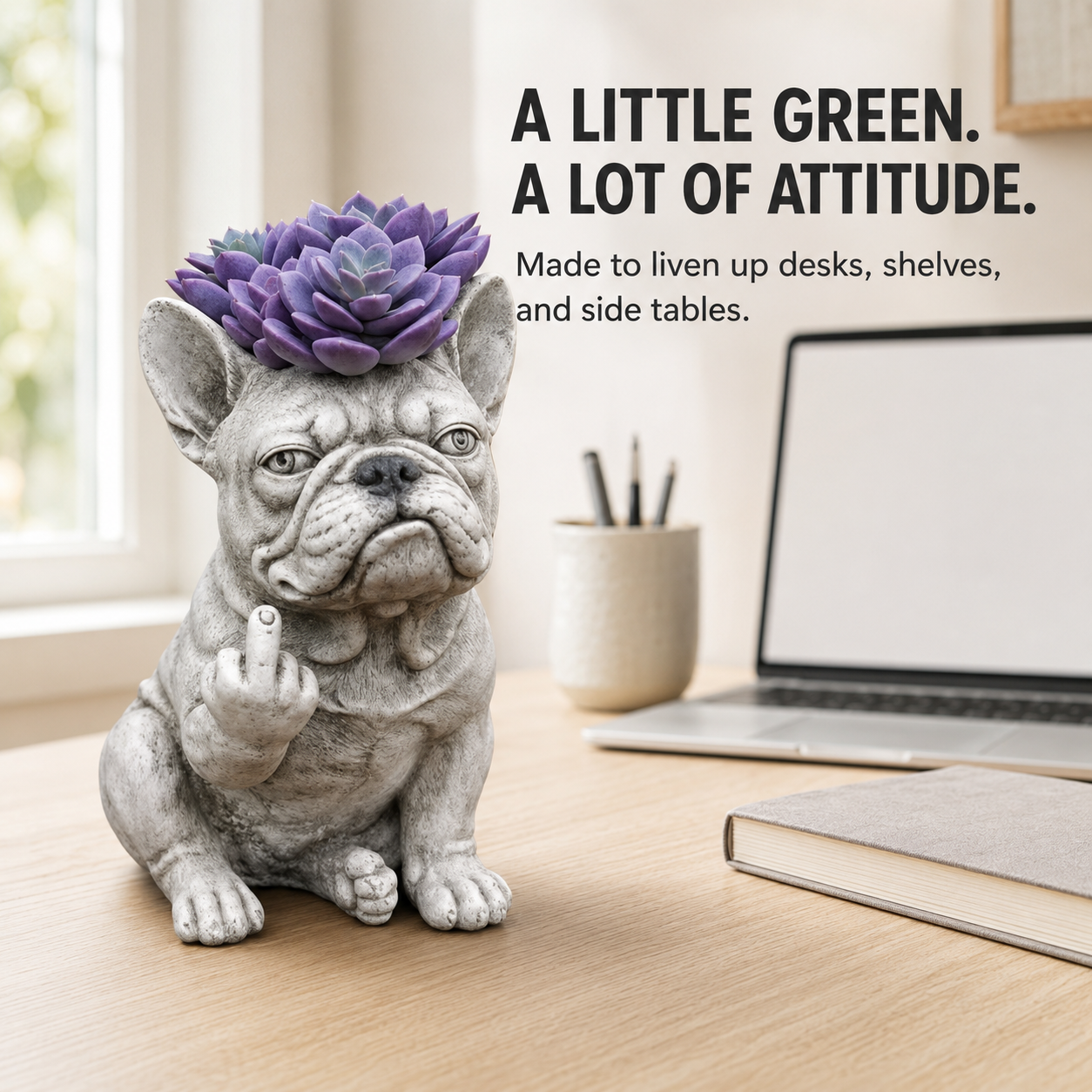 🪴 Funny Bulldog Planter with Attitude – 3 Sassy Styles