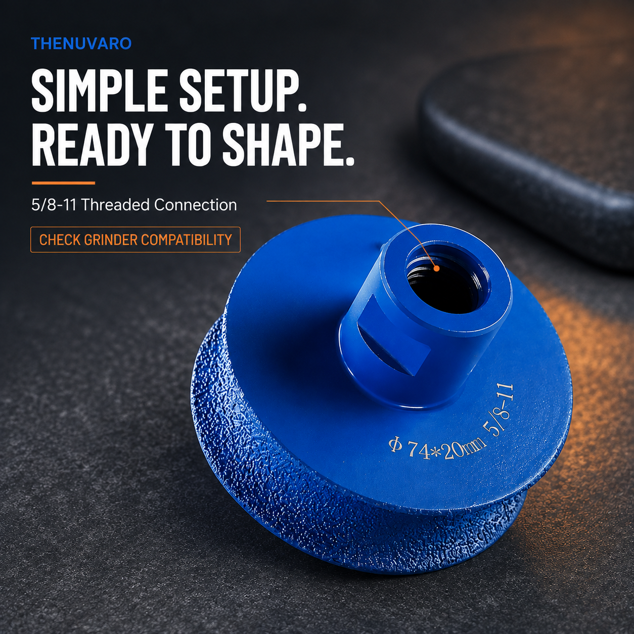 🛠️ 74mm Diamond Bullnose Profile Wheel – Smooth Stone Edge Rounding Made Easier