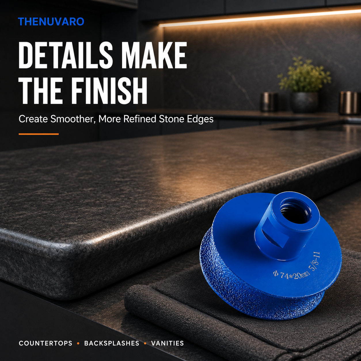 🛠️ 74mm Diamond Bullnose Profile Wheel – Smooth Stone Edge Rounding Made Easier