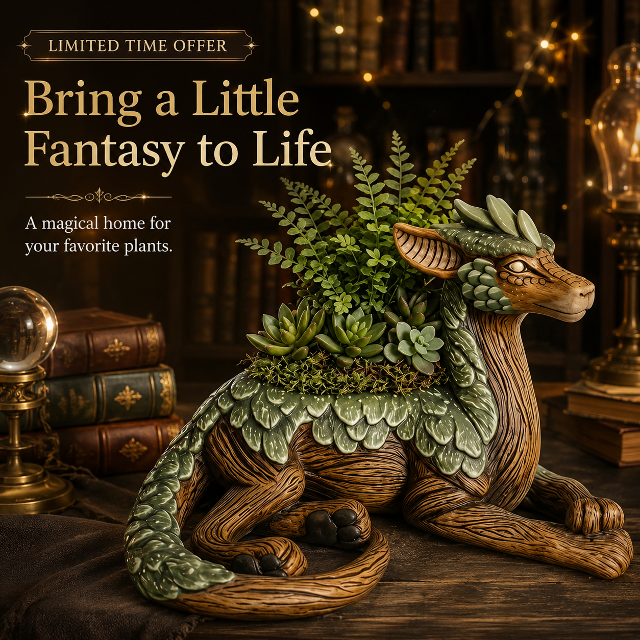 📖Fantasy Dragon Planter – Magical Decorative Plant Pot for Book, Dragon & Plant Lovers