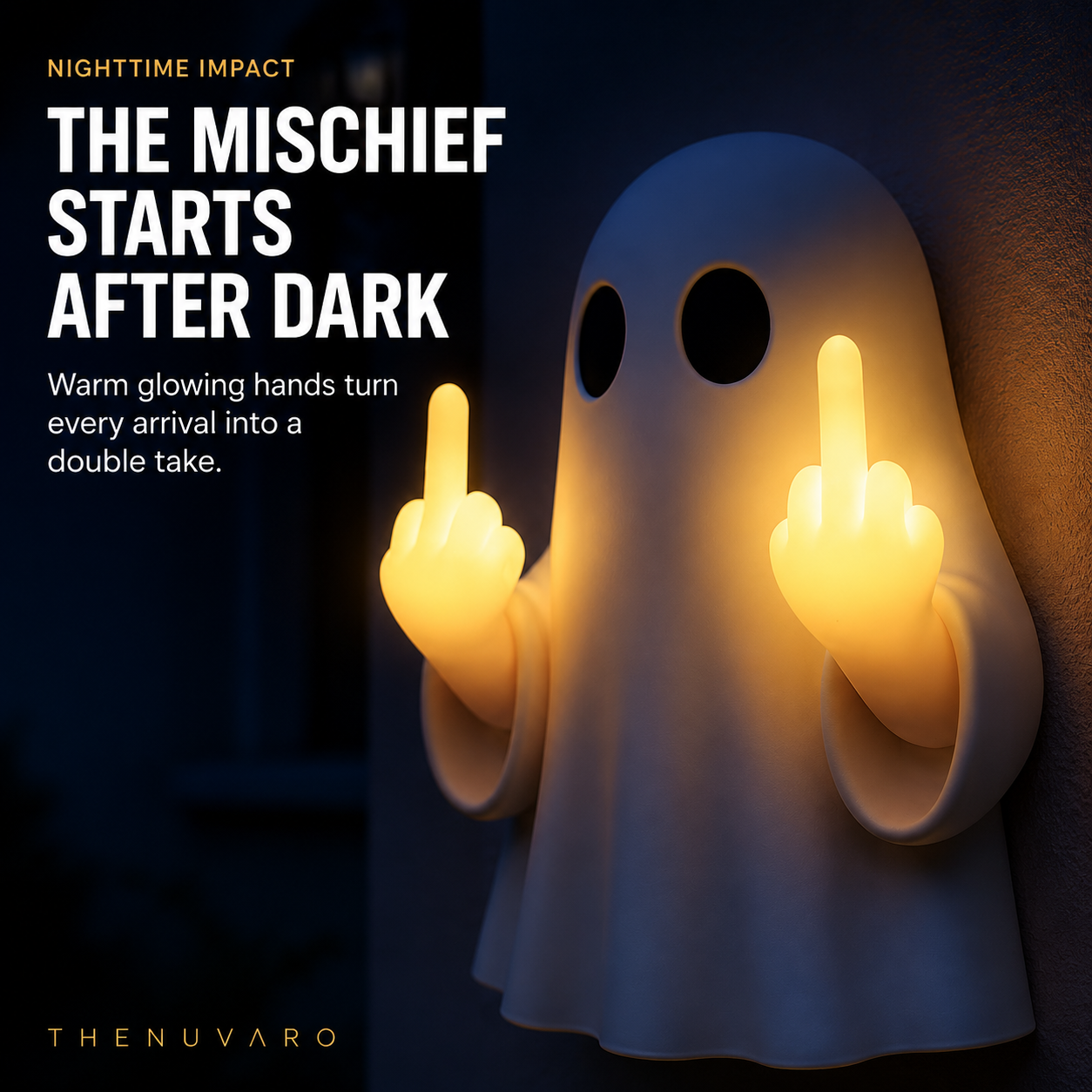 👻 Light-Up Rude Ghost Wall Decor – Funny Halloween Porch Decoration