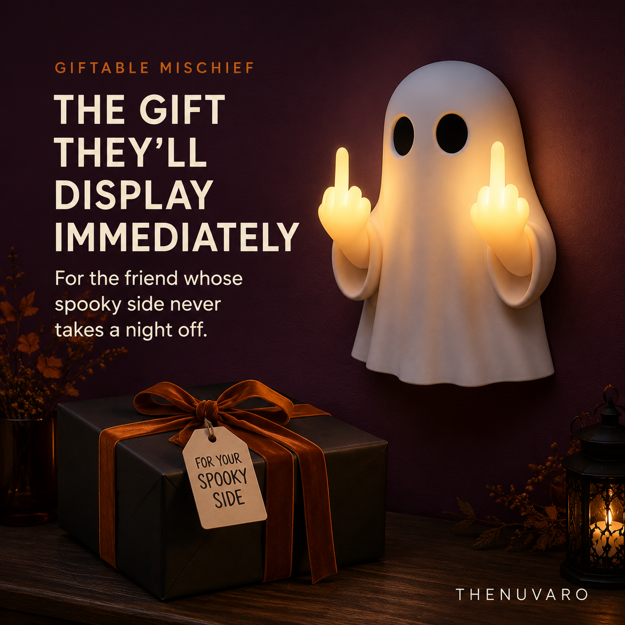 👻 Light-Up Rude Ghost Wall Decor – Funny Halloween Porch Decoration