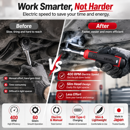 Cordless Electric Slim Ratchet Set | 400 RPM 31-Bit Tool Kit