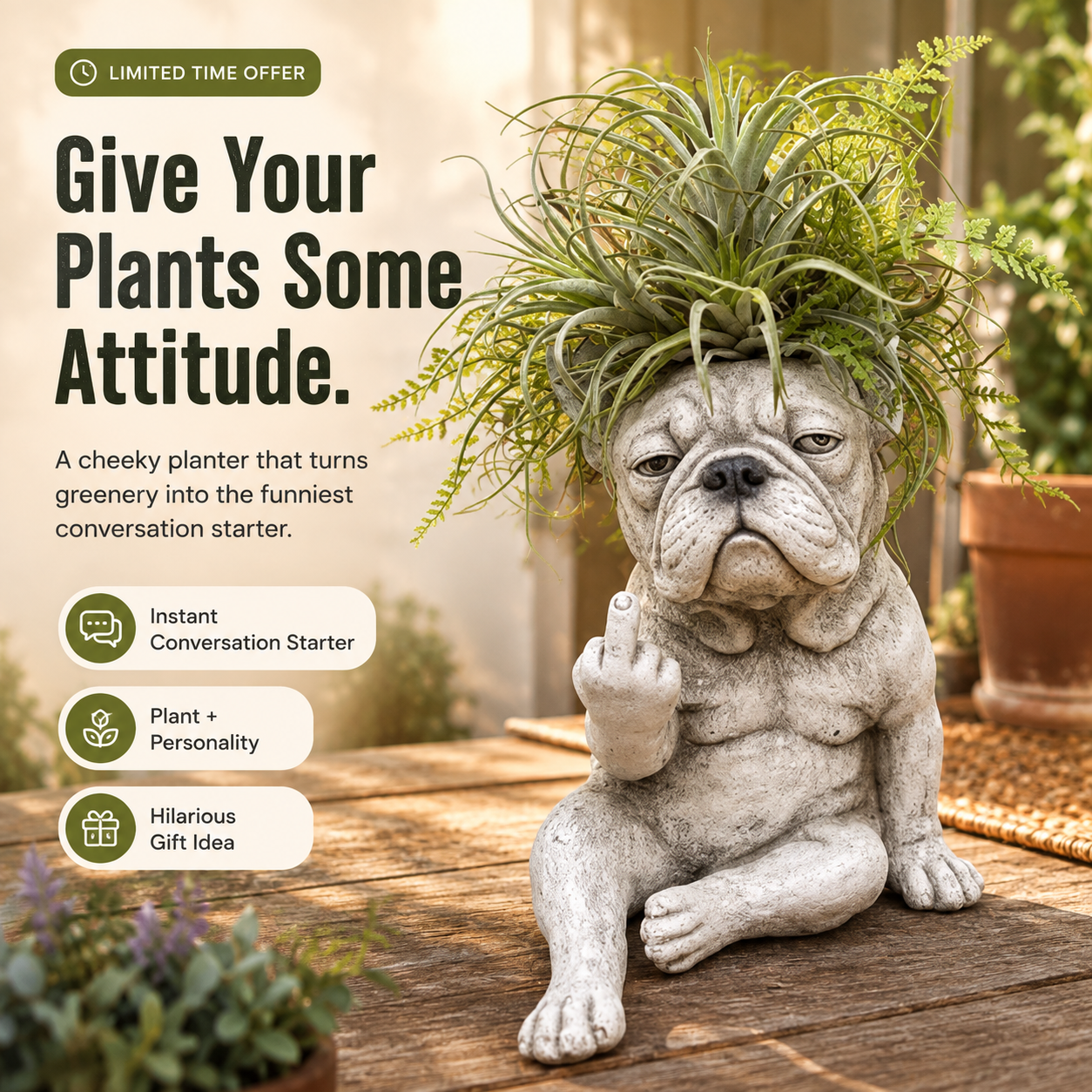 😂Funny Bulldog Planter – Give Your Plants Some Serious Attitude