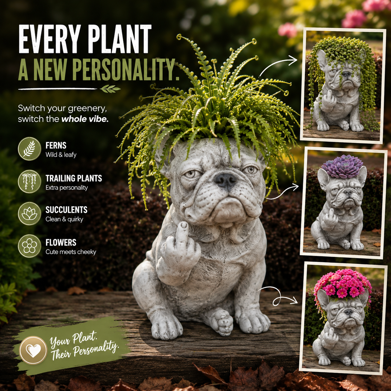 😂Funny Bulldog Planter – Give Your Plants Some Serious Attitude
