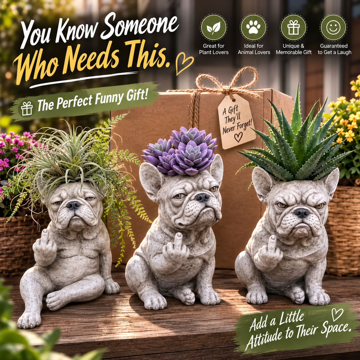 😂Funny Bulldog Planter – Give Your Plants Some Serious Attitude