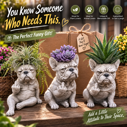 😂Funny Bulldog Planter – Give Your Plants Some Serious Attitude