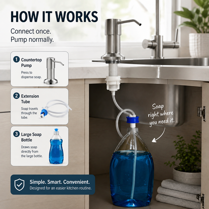 🧼 No-Refill Sink Soap Dispenser Kit – Connect Directly to a Large Soap Bottle