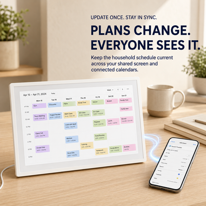 📅 10.1″ Smart Family Calendar & Digital Photo Frame – Wi-Fi Touchscreen Home Organizer