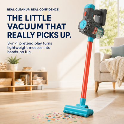 🧹 3-in-1 Kids’ Real-Pickup Vacuum – Rechargeable Pretend Cleaning Toy