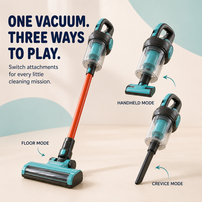 🧹 3-in-1 Kids’ Real-Pickup Vacuum – Rechargeable Pretend Cleaning Toy