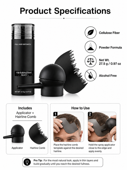 🔥 Hair Styling Deal ✨ Hair Building Fibers for Instant Thicker-Looking Hair & Natural Coverage 💇