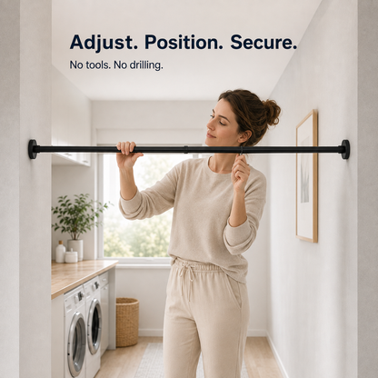 👚No-Drill Adjustable Tension Rod – Wall-to-Wall Clothes Hanging & Drying Bar