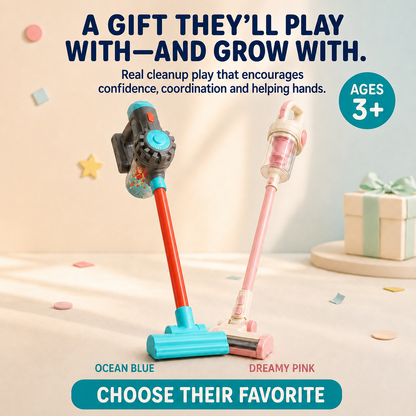 🧹 3-in-1 Kids’ Real-Pickup Vacuum – Rechargeable Pretend Cleaning Toy