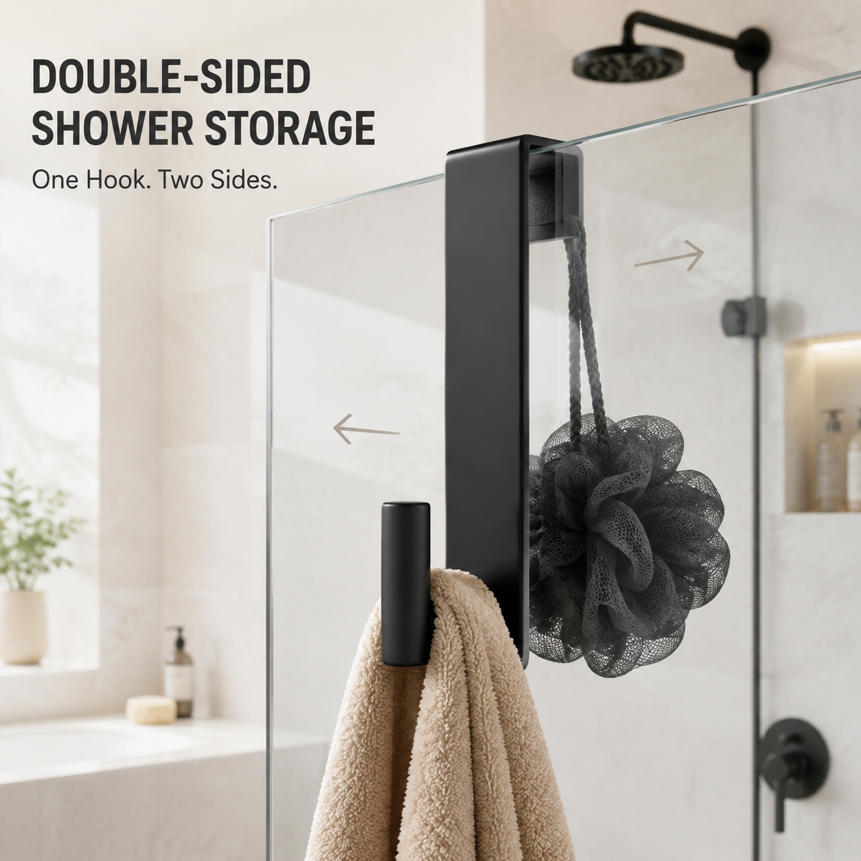 🚿3-Pack No-Drill Double-Sided Shower Door Hooks