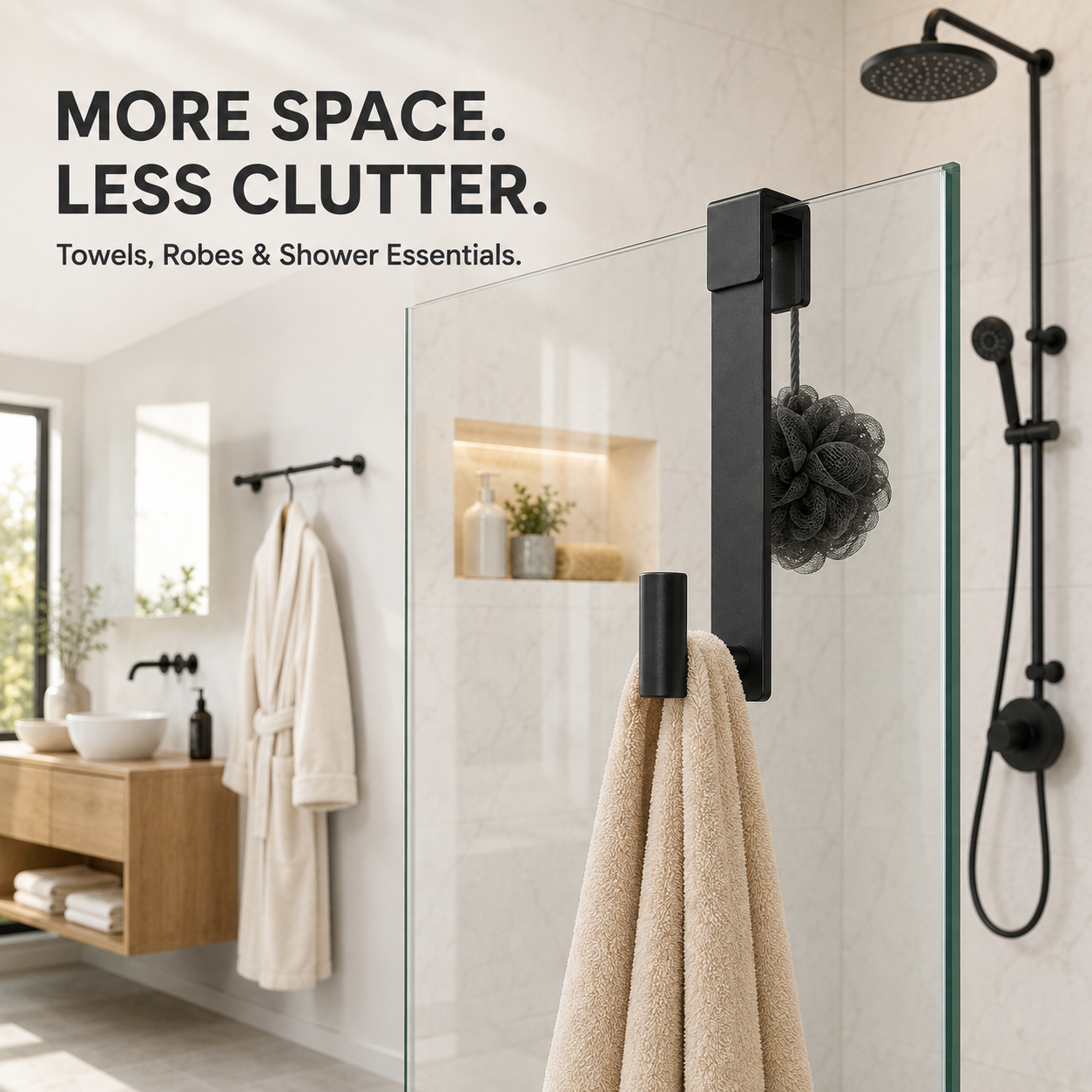 🚿3-Pack No-Drill Double-Sided Shower Door Hooks