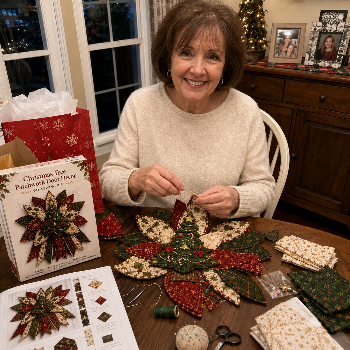 🎄Beginner-Friendly Oversized Christmas Character Quilted Door Hanger Sewing Kit | Complete Kit with All Tools & Step-by-Step Guide Included 💕
