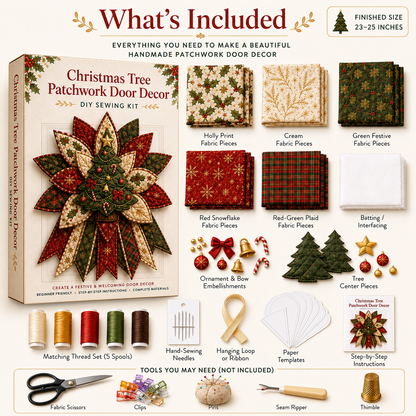 🎄Beginner-Friendly Oversized Christmas Character Quilted Door Hanger Sewing Kit | Complete Kit with All Tools & Step-by-Step Guide Included 💕