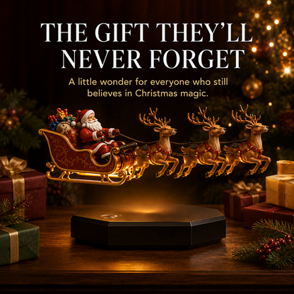 🎅 Floating Santa Sleigh with 4 Reindeer – Magnetic Levitation Christmas Display