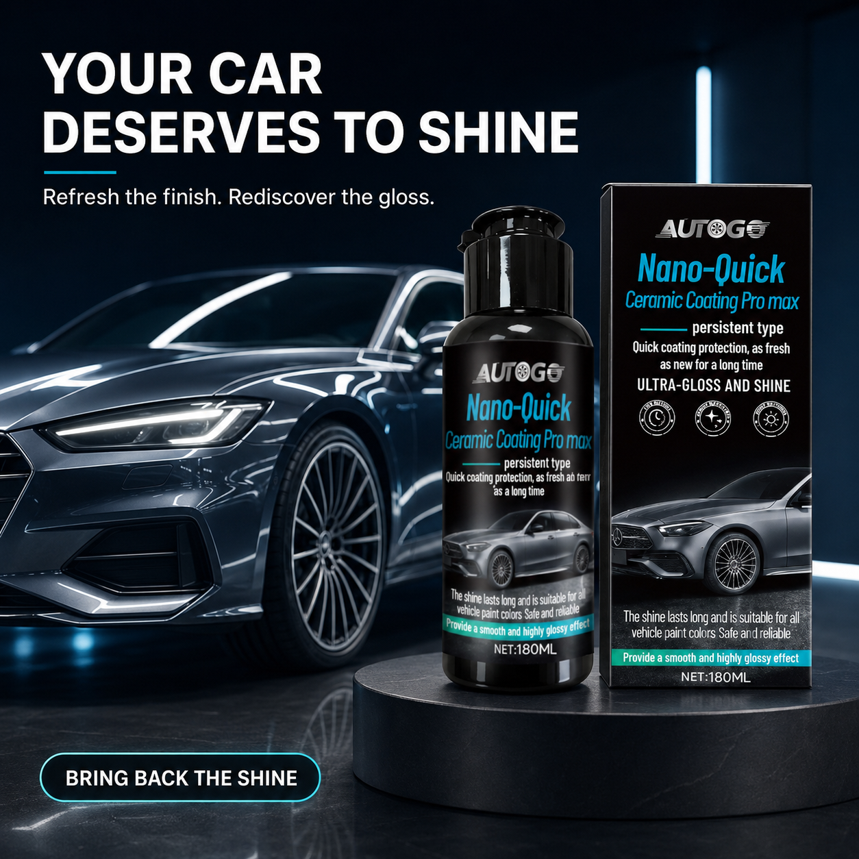 🚘 Nano Ceramic Car Paint Coating – Quick Gloss & Shine Care
