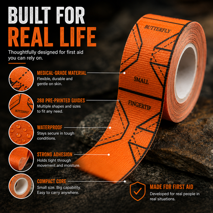 Medical-Grade First Aid Tape – 288 Cut-Ready Guides